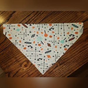 Large Halloween dog bandana over the collar.